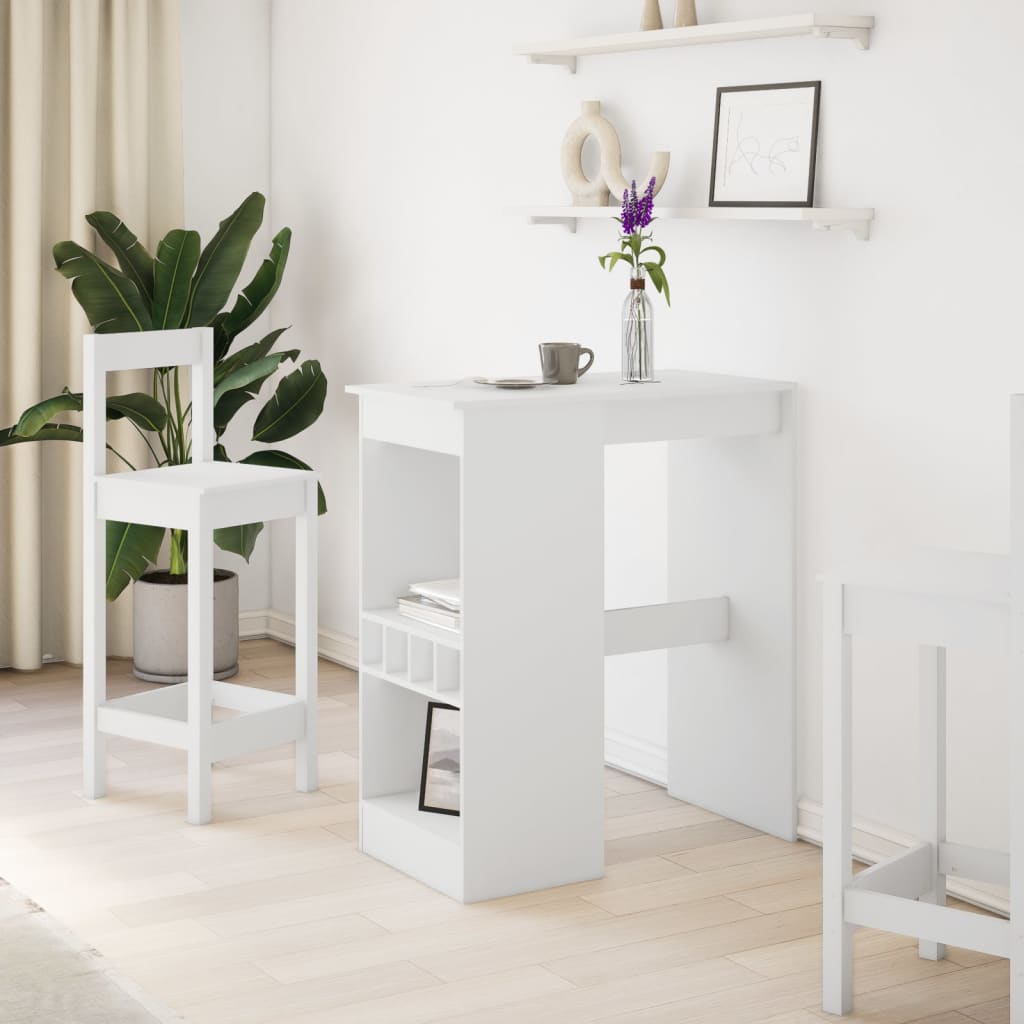 Barbord med stativer hvit 90x47,5x103,5 cm konstruert tre