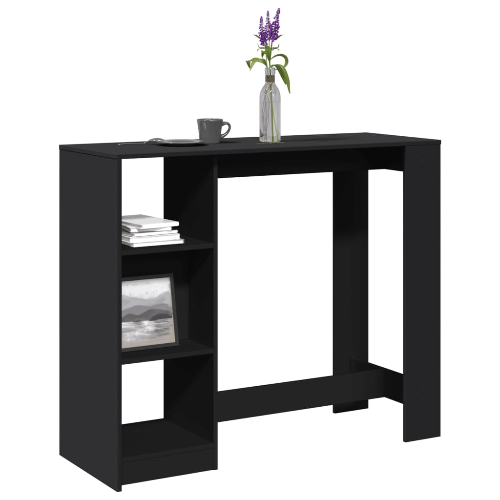 Barbord med hylle svart 124x46x103,5 cm konstruert tre