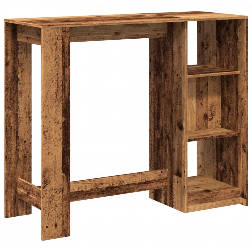 Barbord med hylle gammelt tre 124x46x103,5 cm konstruert tre