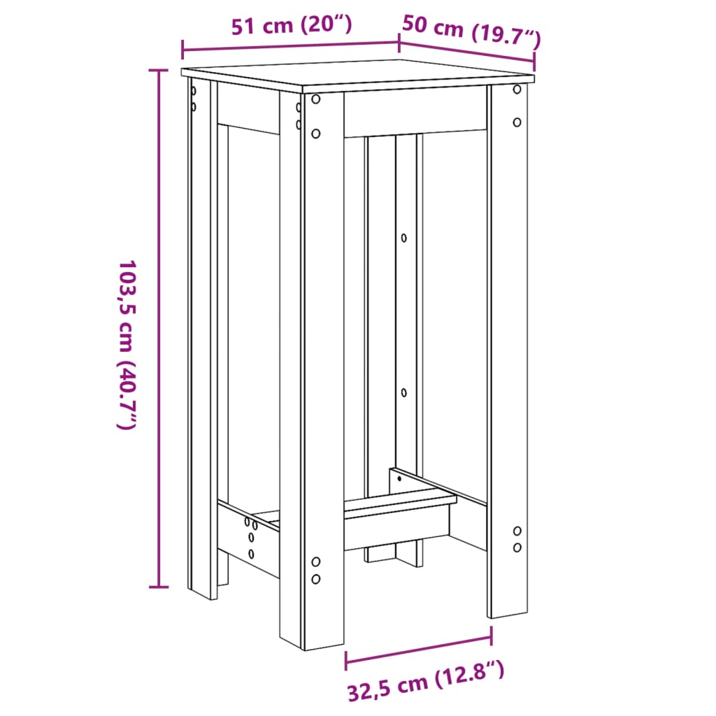 Barbord betonggrå 51x50x103,5 cm konstruert tre