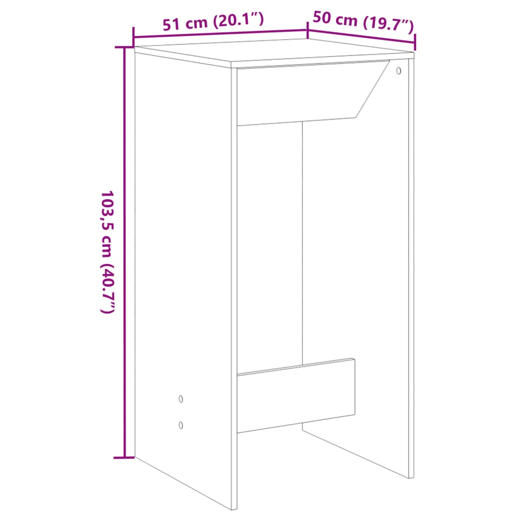 Barbord betonggrå 51x50x103,5 cm konstruert tre