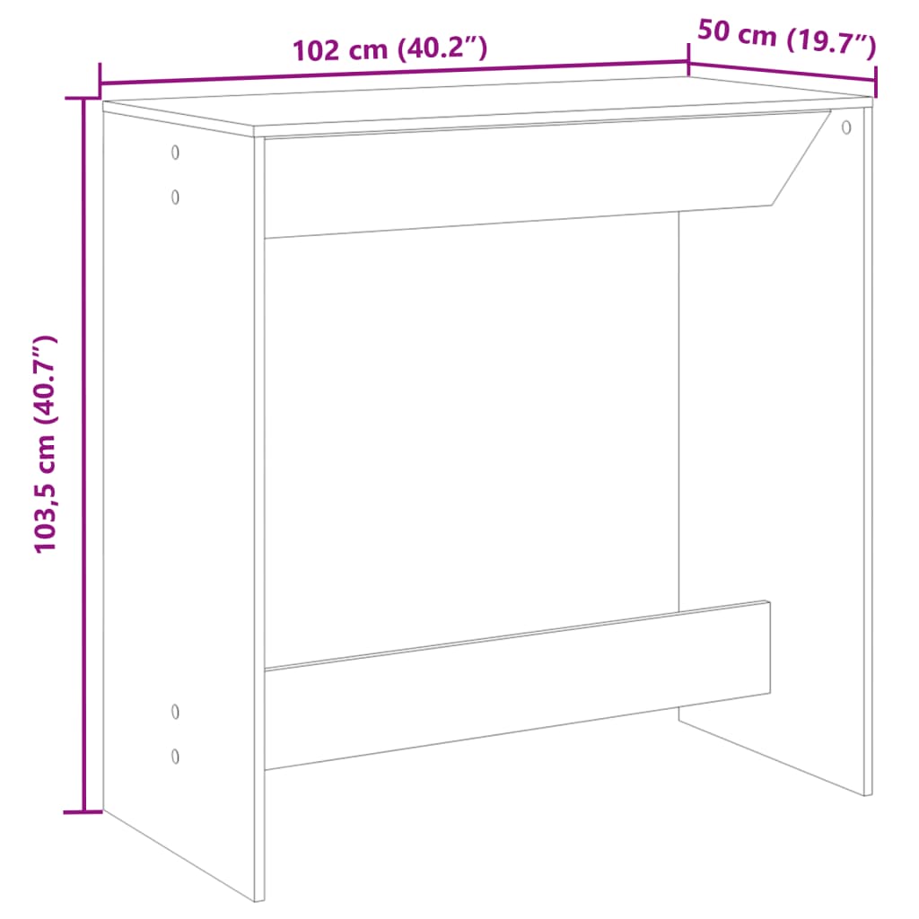 Barbord betonggrå 102x50x103,5 cm konstruert tre