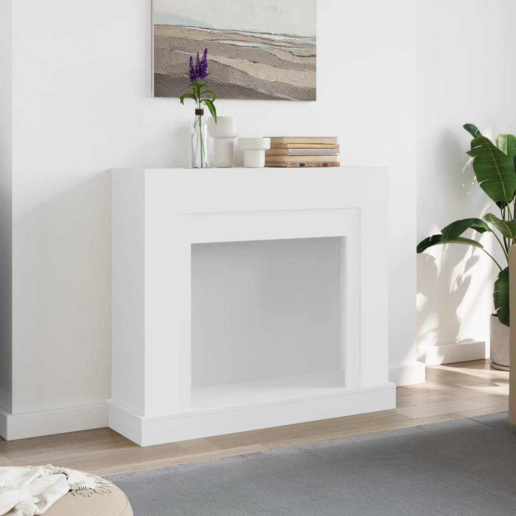 Peisramme hvit 100x30x87,5 cm konstruert tre
