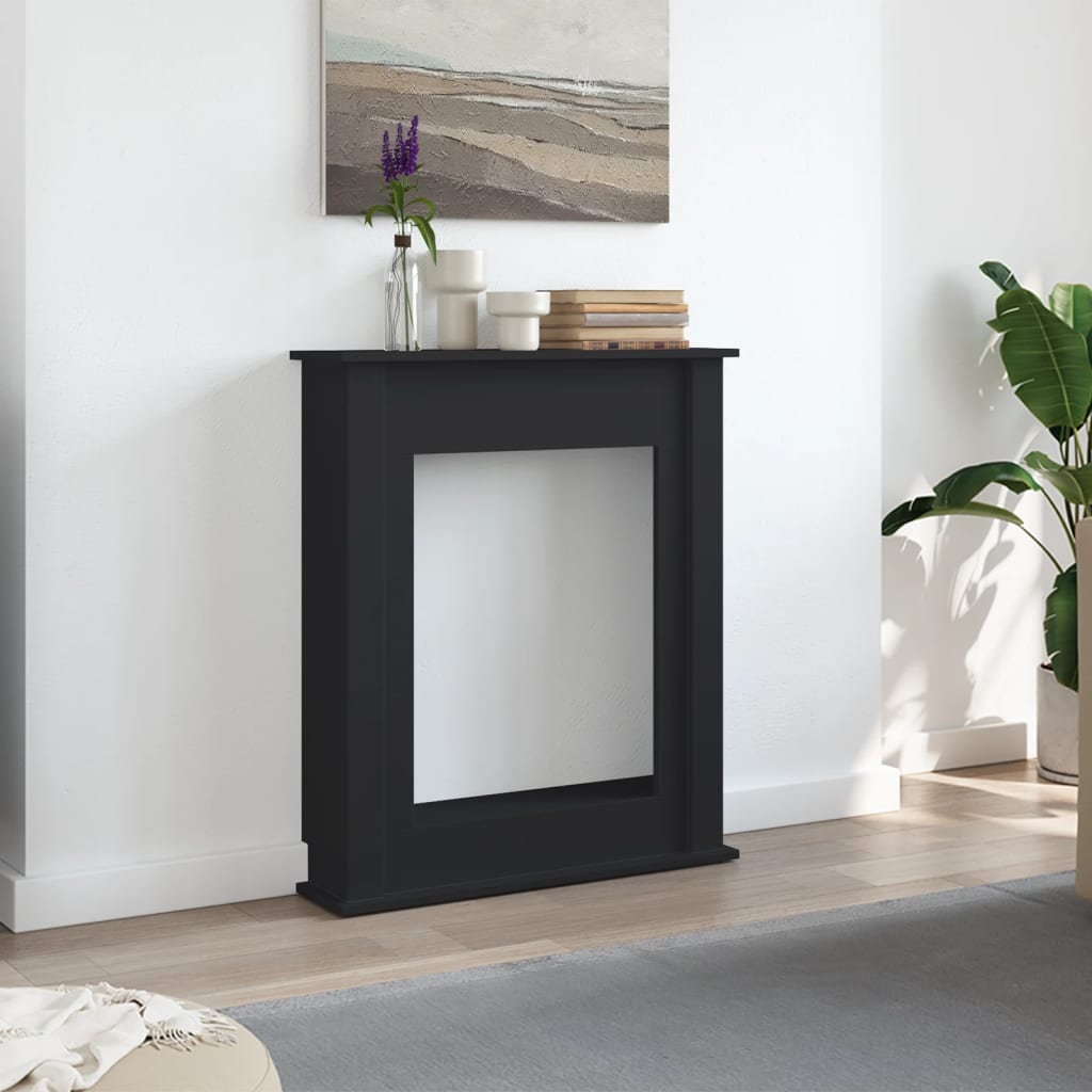 Peisramme svart 75x20x87,5 cm konstruert tre