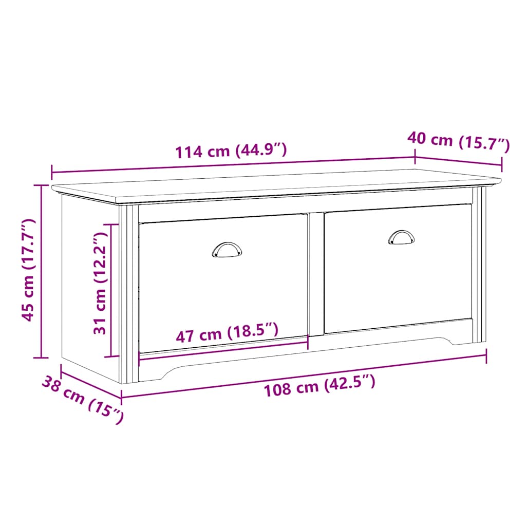 Gangbenk BODO hvit 114x40x45 cm vidaXL