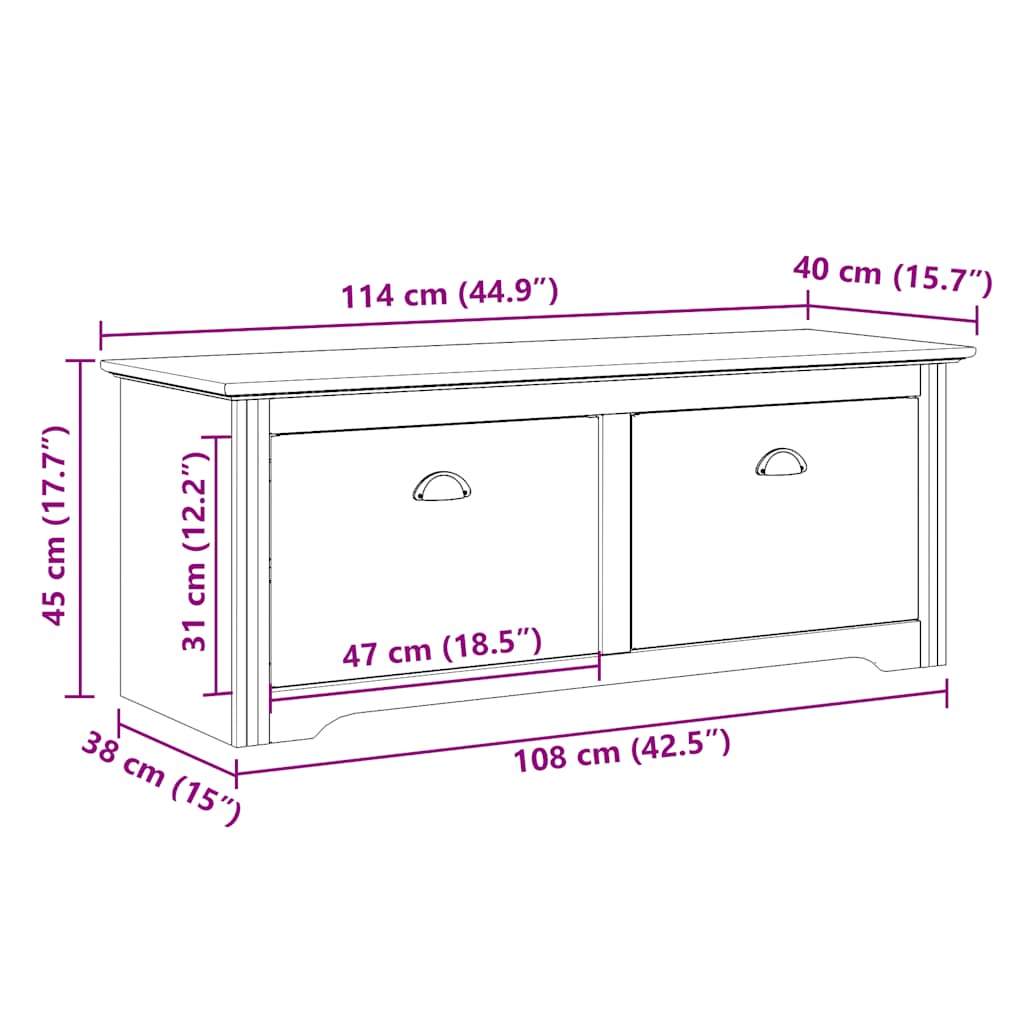 Gangbenk BODO hvit og brun 114x40x45 cm vidaXL
