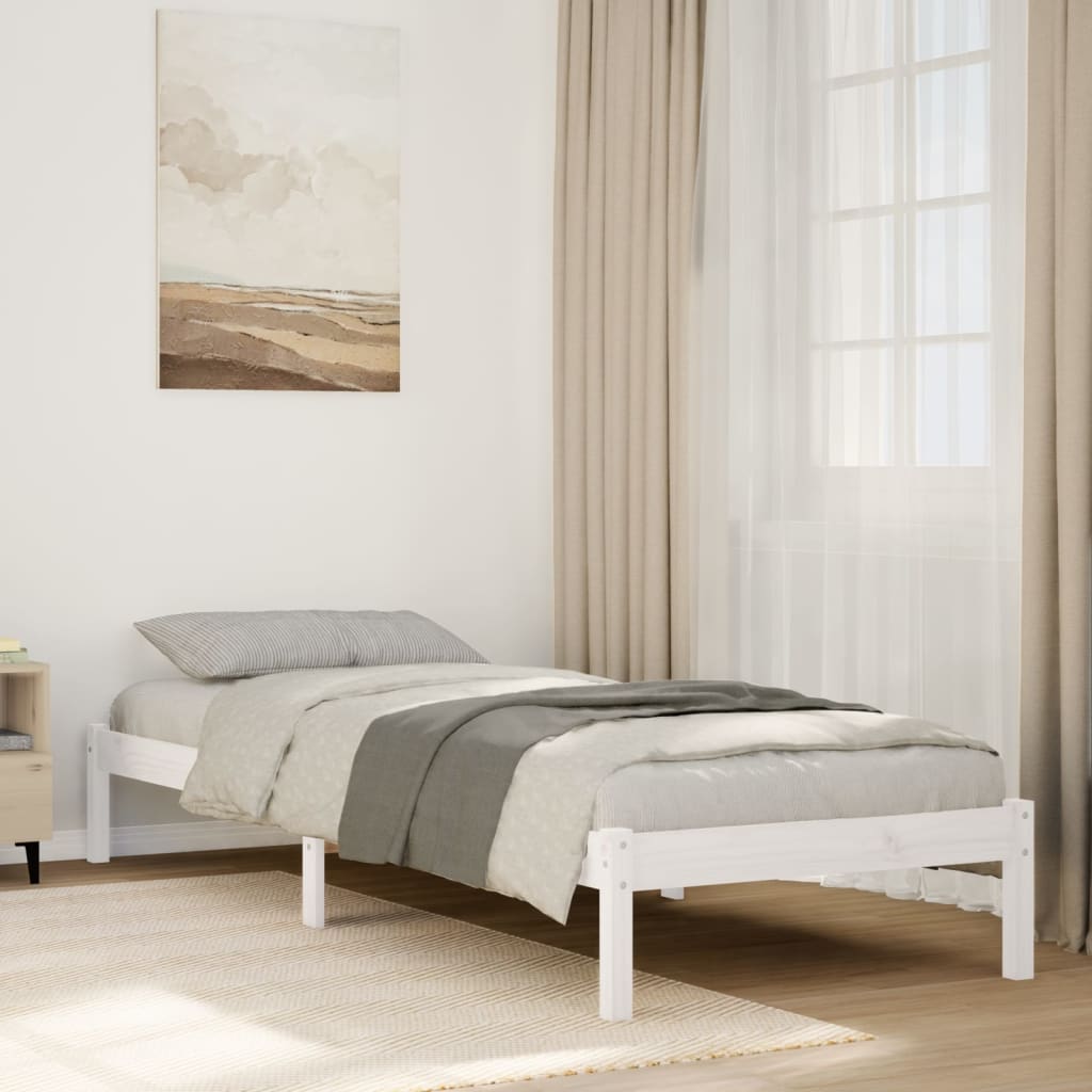 Ekstra lang sengeramme uten madrass hvit 80x220 cm heltre furu