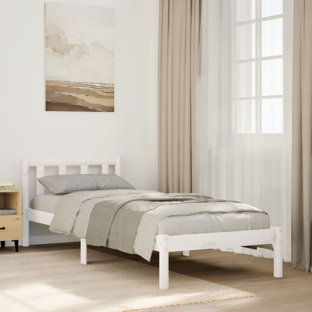 Ekstra lang sengeramme uten madrass hvit 100x210 cm heltre furu