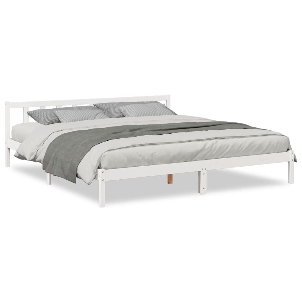 Ekstra lang sengeramme uten madrass hvit 200x210 cm heltre furu