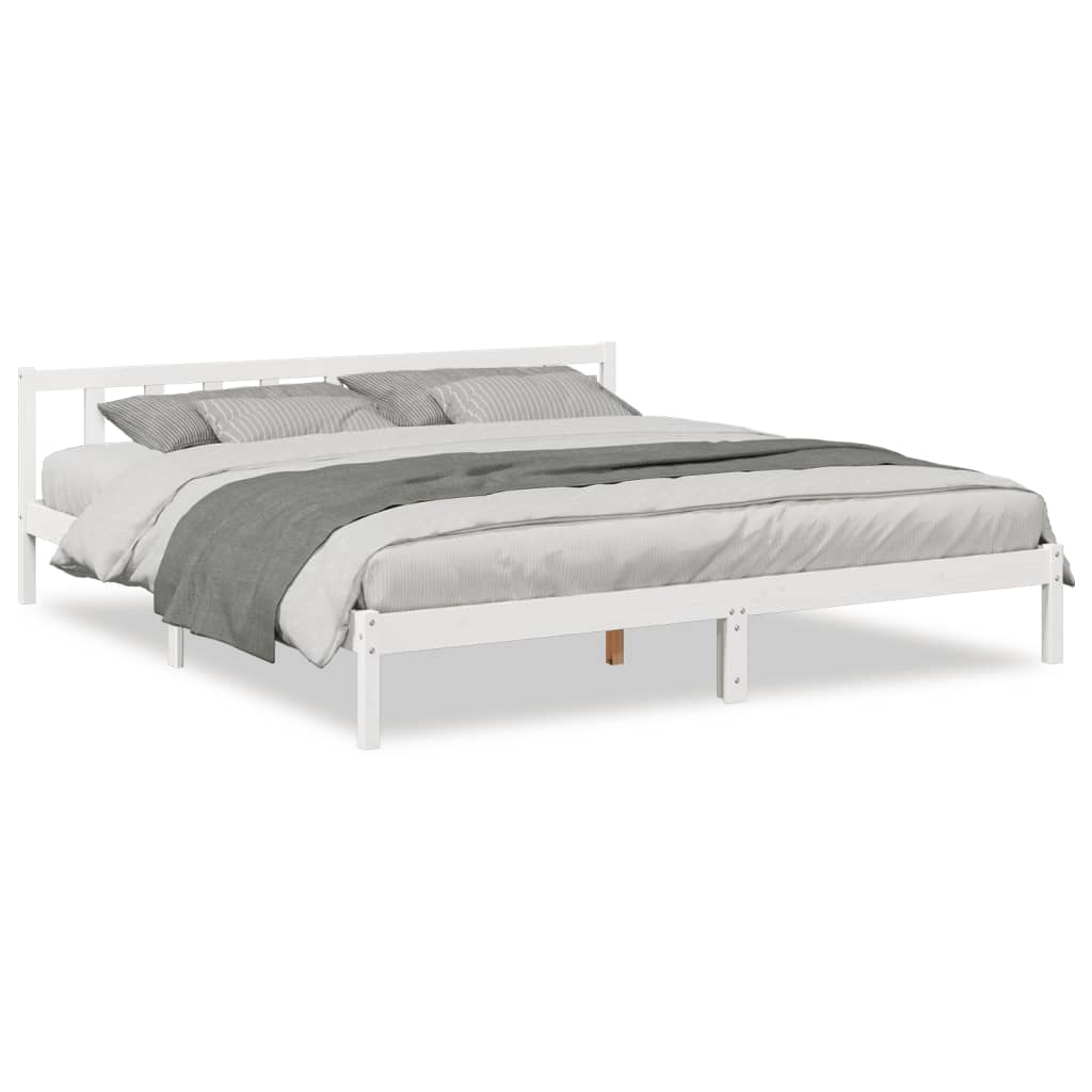 Ekstra lang sengeramme uten madrass hvit 200x220 cm heltre furu