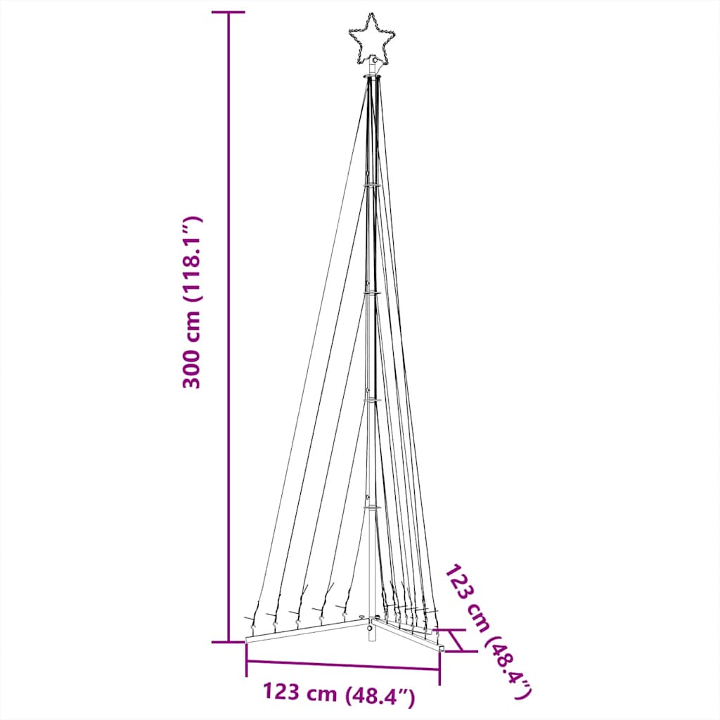 LED juletre 495 LEDs Fargerike 300,5 cm