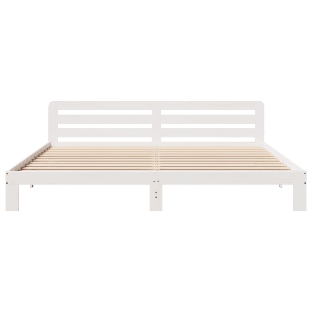 Sengeramme med madrass hvit 200x200 cm heltre furu