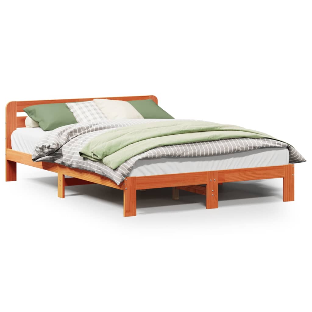 Sengeramme uten madrass voksbrun 140x190 cm heltre furu