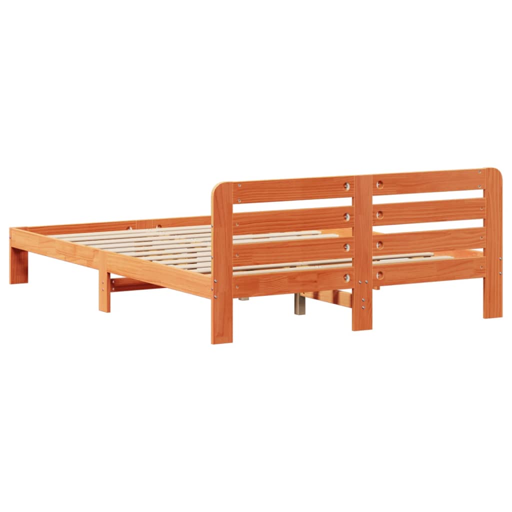Sengeramme uten madrass voksbrun 140x190 cm heltre furu
