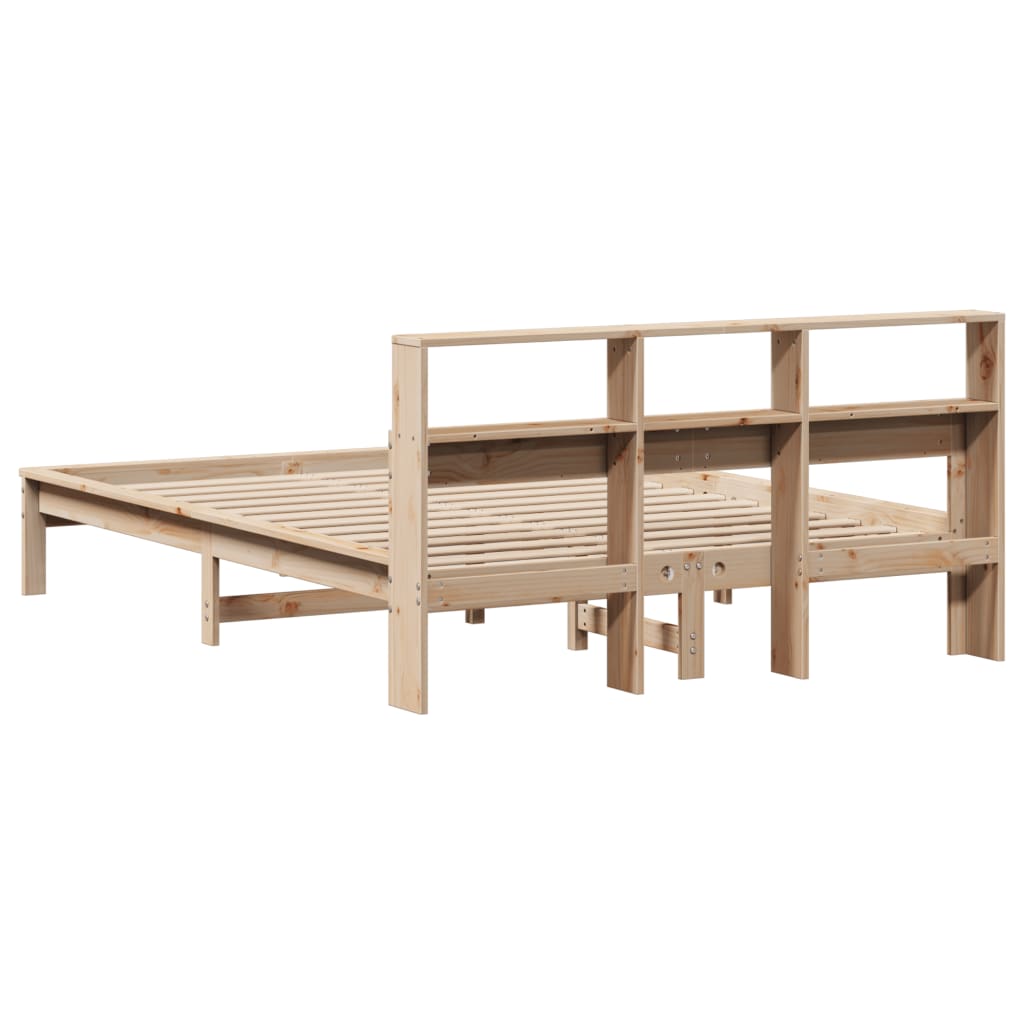 Seng med bokhylle uten madrass 120x200 cm heltre furu