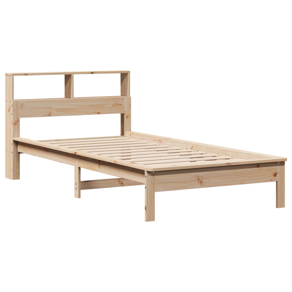 Seng med bokhylle uten madrass 100x200 cm heltre furu