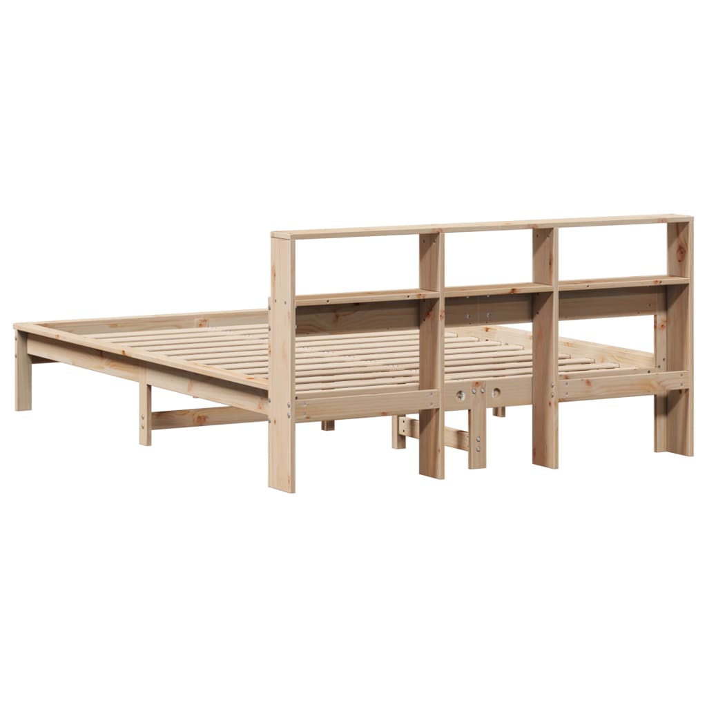 Seng med bokhylle uten madrass 120x190 cm heltre furu
