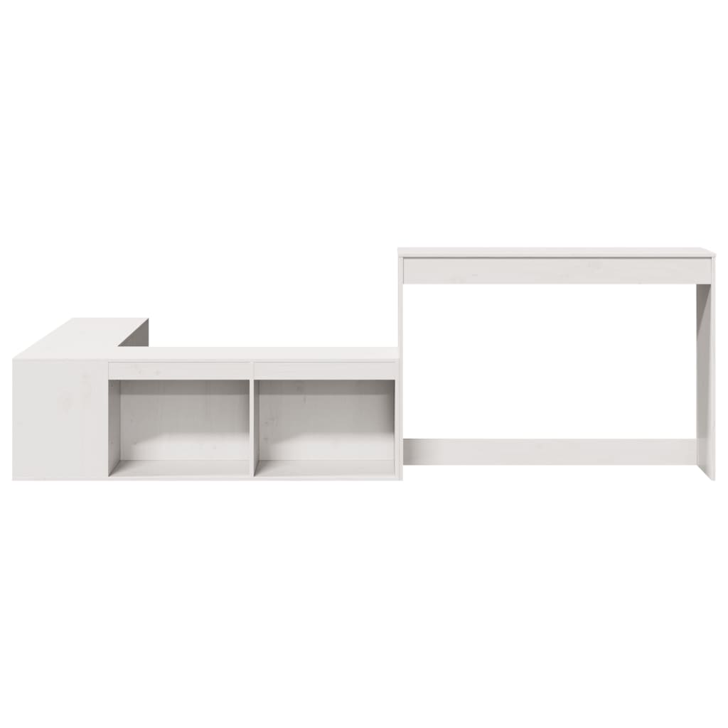 Nattbord med skrivebord hvit 232x122x75 cm heltre furu