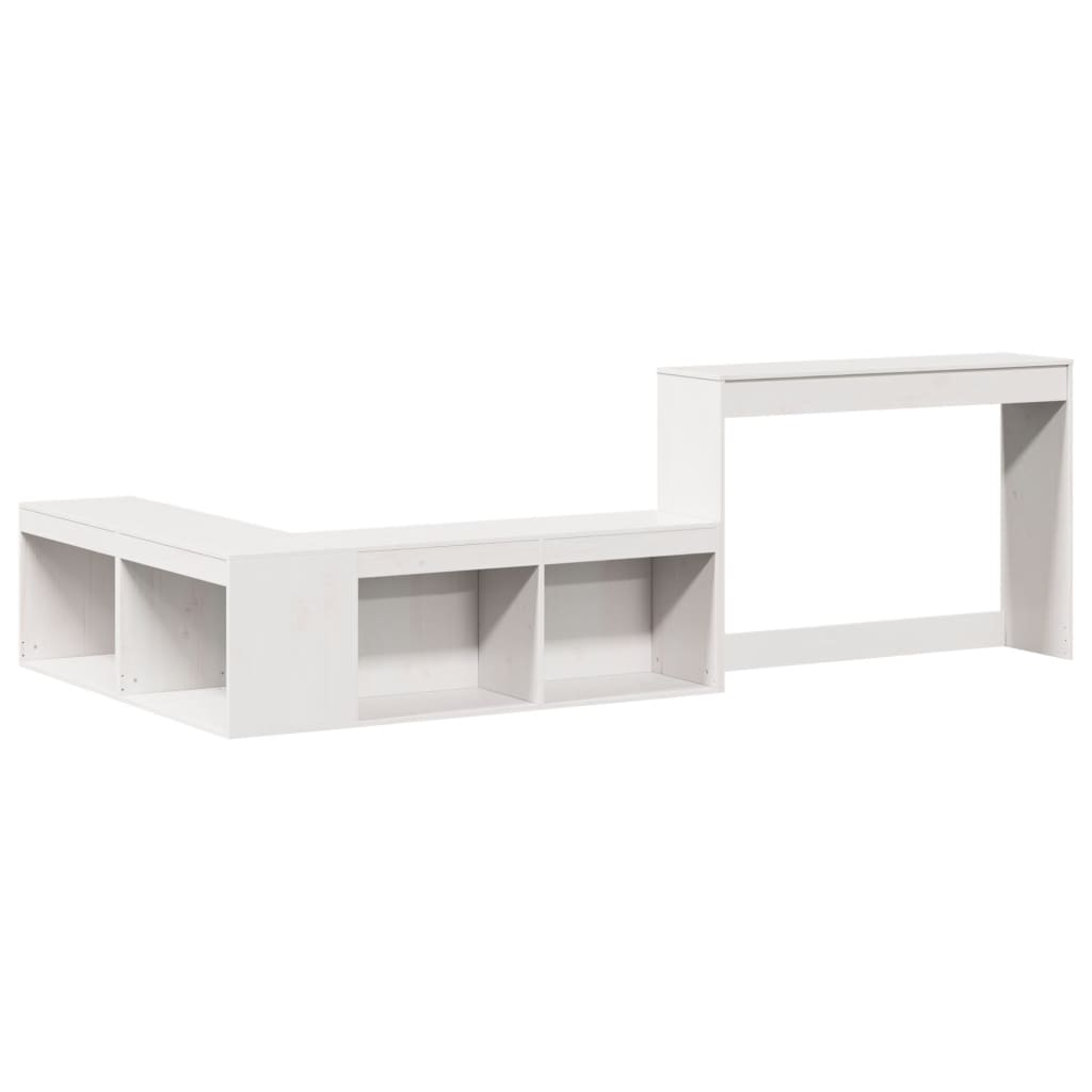 Nattbord med skrivebord hvit 222x107x75 cm heltre furu