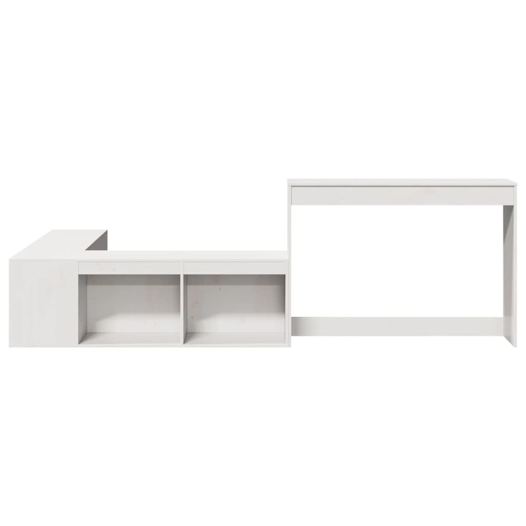 Nattbord med skrivebord hvit 232x112x75 cm heltre furu
