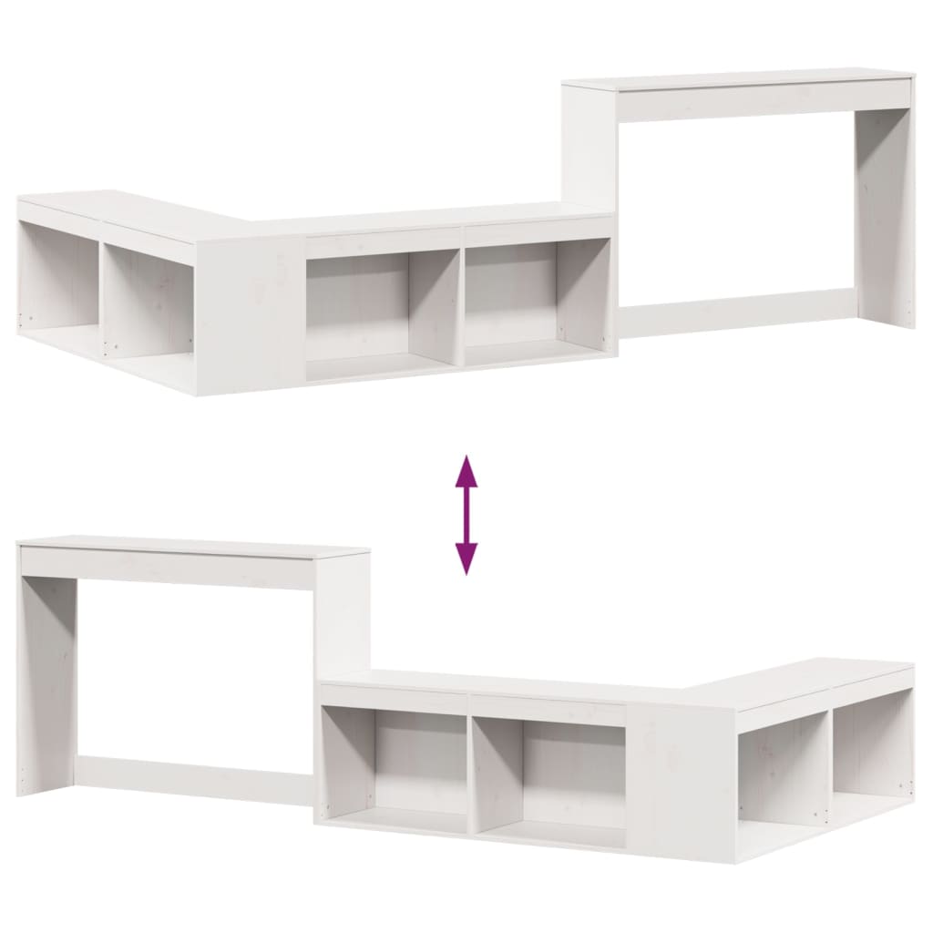 Nattbord med skrivebord hvit 232x112x75 cm heltre furu
