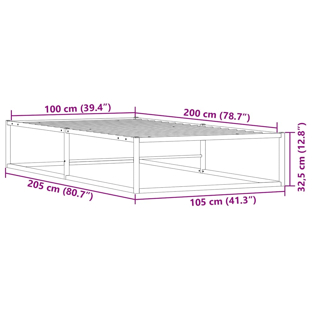 Sengeramme uten madrass hvit 100x200 cm