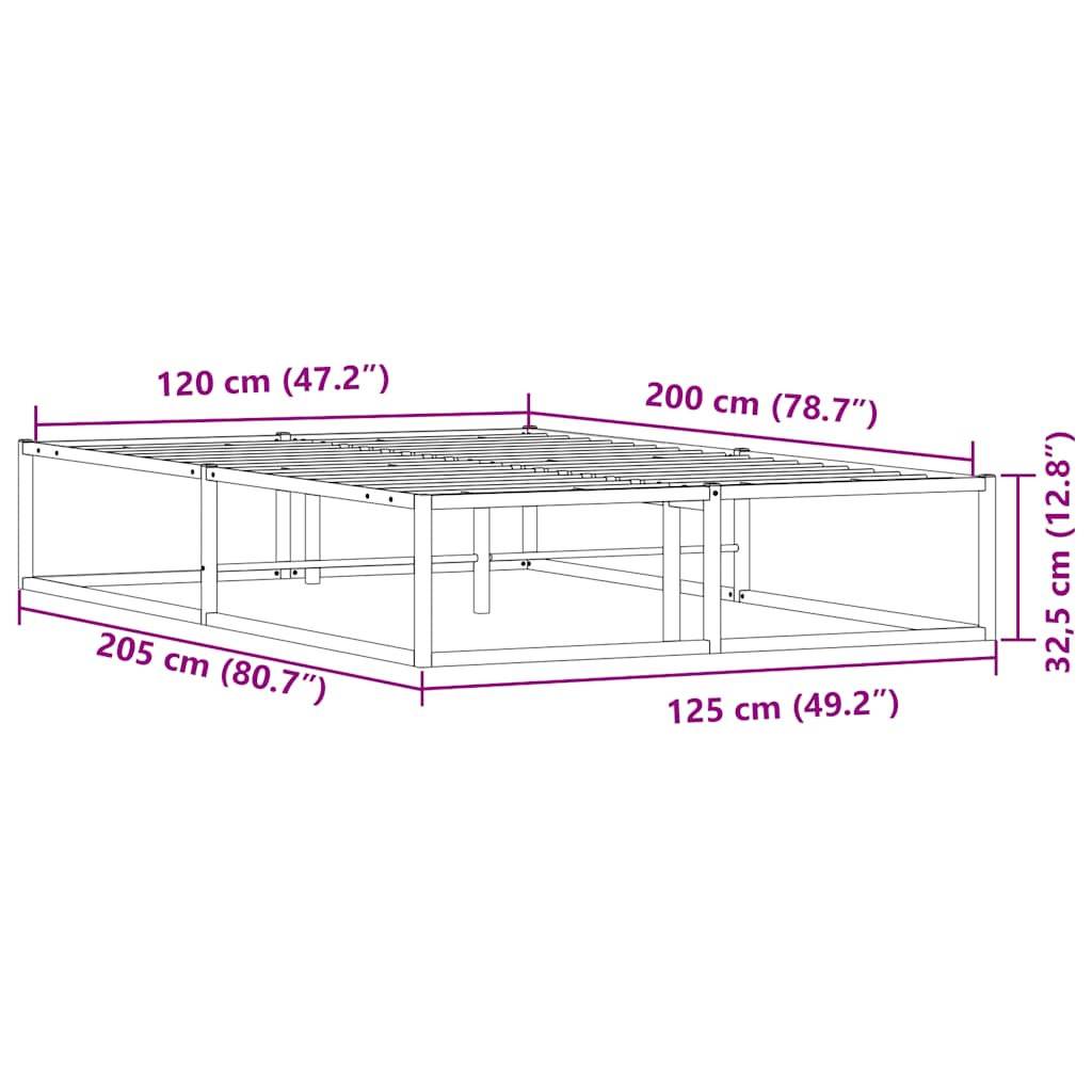 Sengeramme uten madrass hvit 120x200 cm
