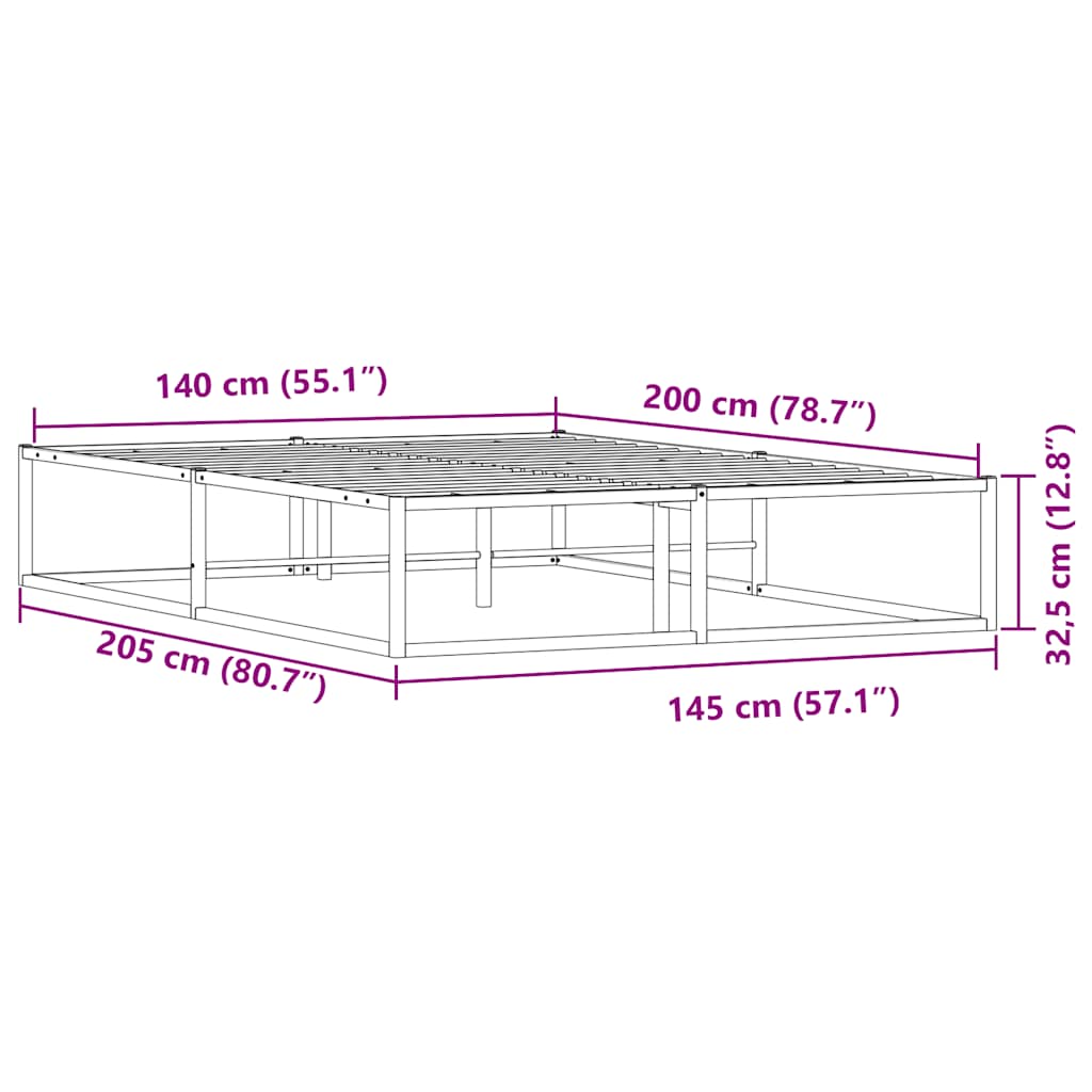 Sengeramme uten madrass hvit 140x200 cm