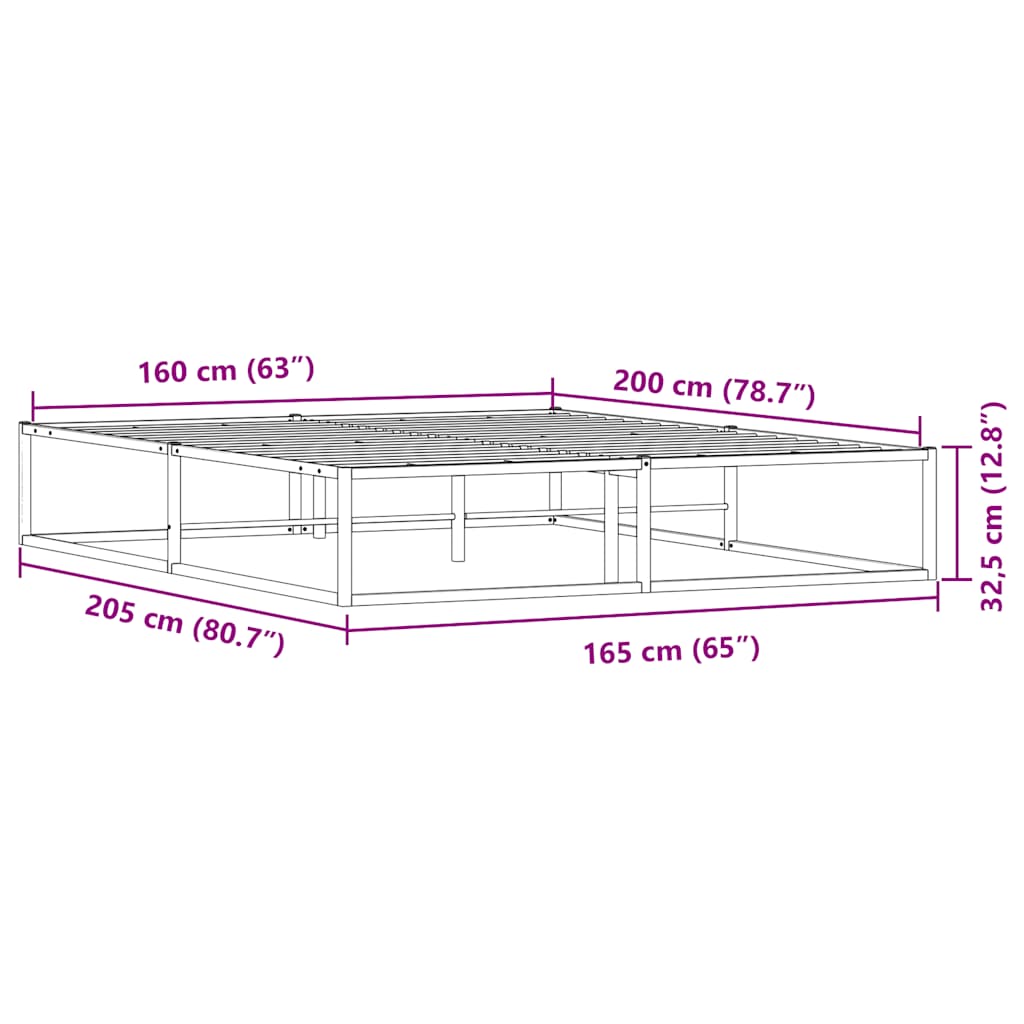 Sengeramme uten madrass hvit 160x200 cm