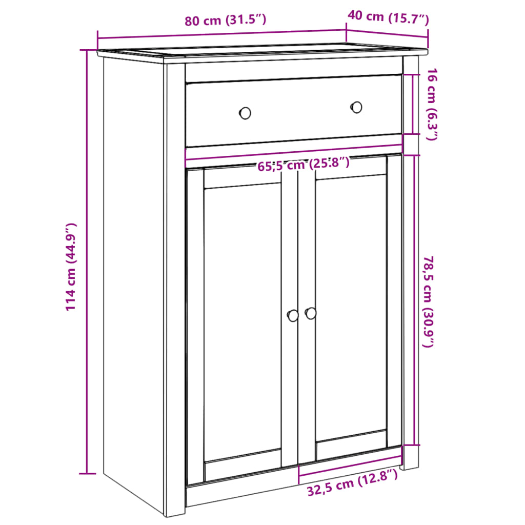 Skoskap PANAMA 80x40x114 cm heltre furu