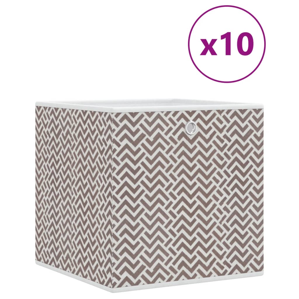Oppbevaringsbokser 10 stk brun 32x32x32 cm ikke-vevet stoff