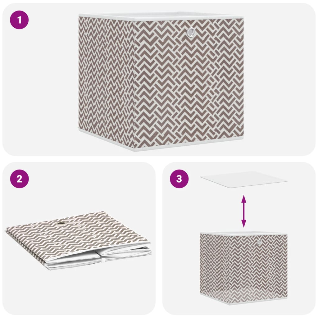 Oppbevaringsbokser 10 stk brun 32x32x32 cm ikke-vevet stoff