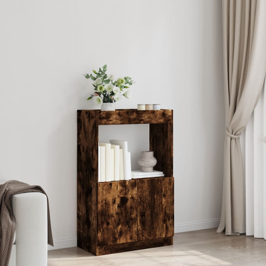 Highboard røkt eik 63x33x100 cm konstruert tre