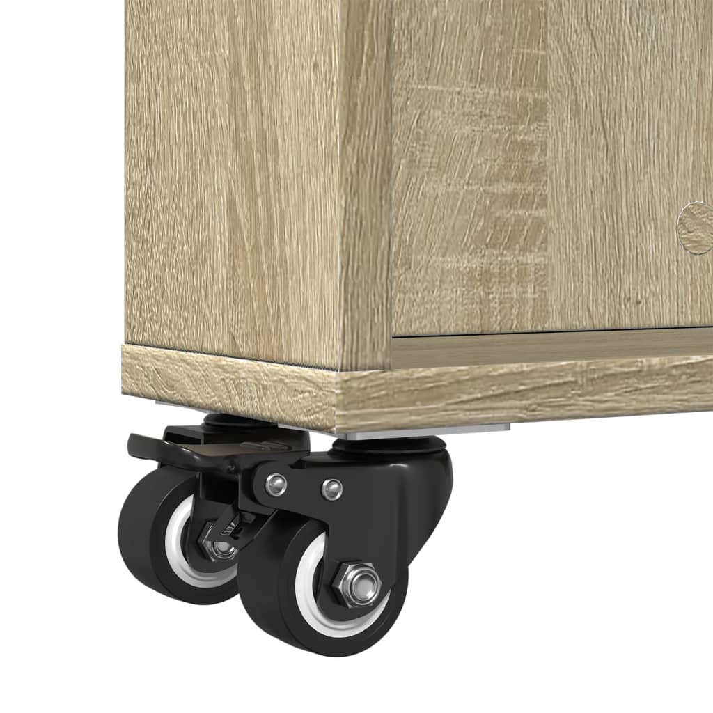 Smal oppbevaringsvogn Sonoma eik 48x13x68 cm konstruert tre