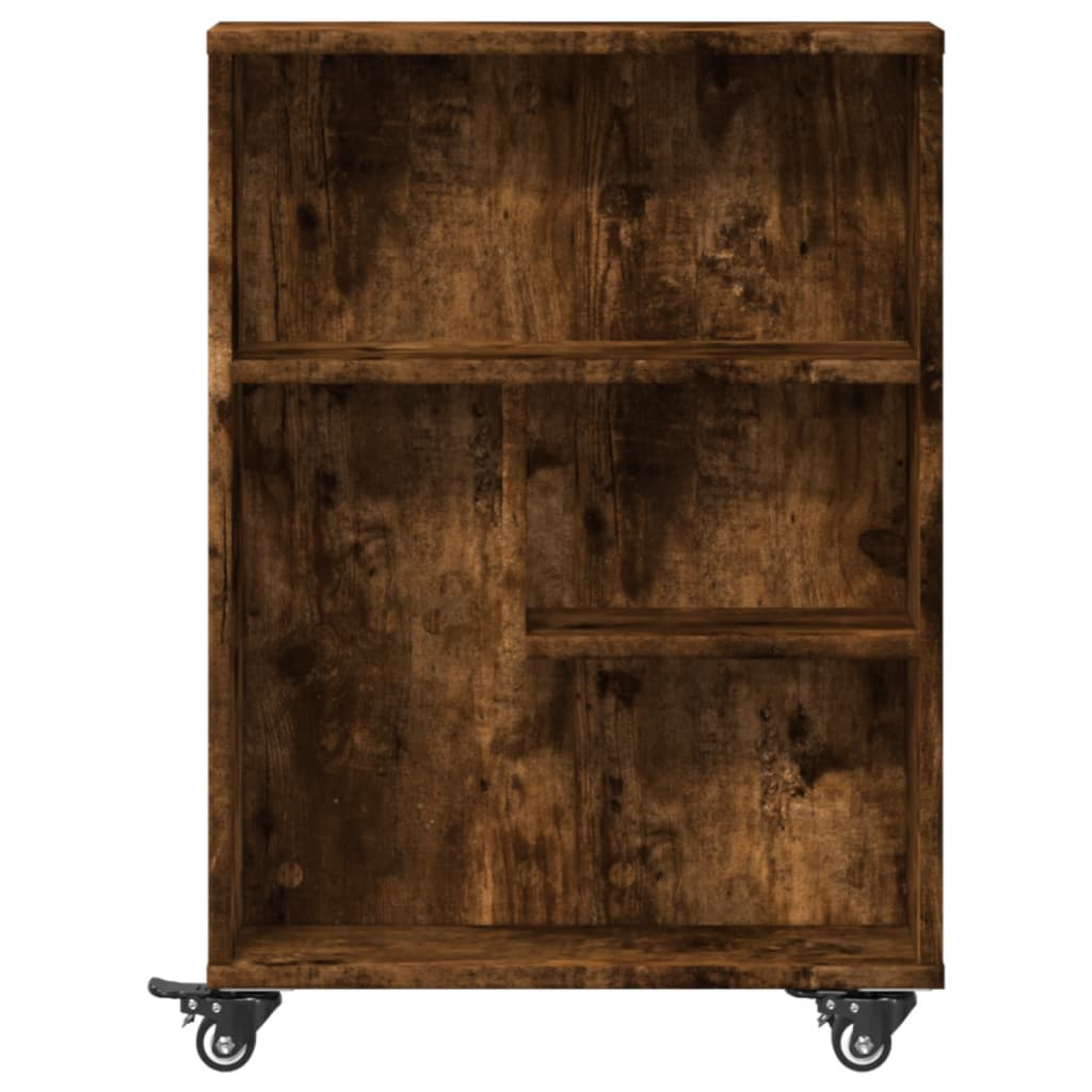 Smal oppbevaringsvogn røkt eik 48x13x68 cm konstruert tre