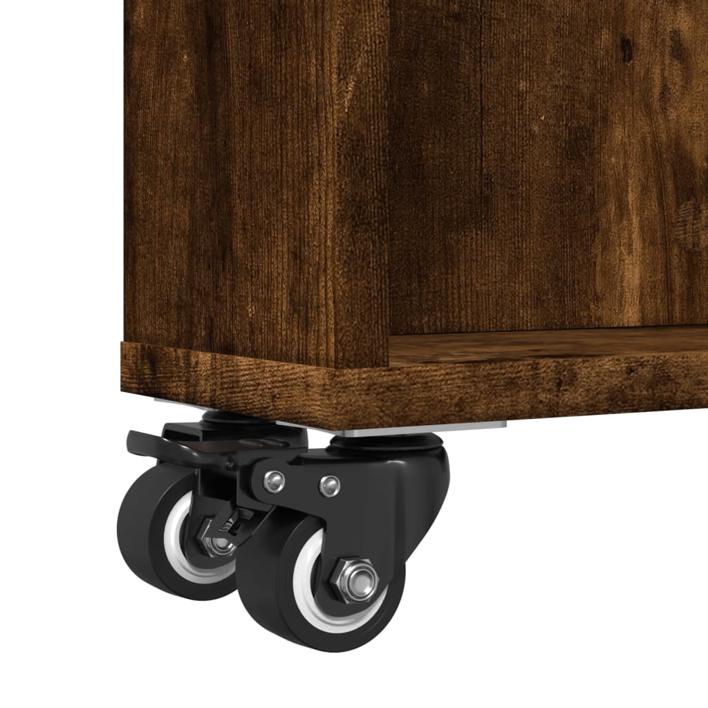 Smal oppbevaringsvogn røkt eik 48x13x68 cm konstruert tre