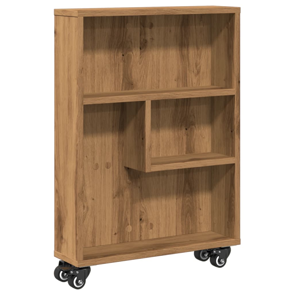 Smal oppbevaringsvogn artisan eik 48x13x68 cm konstruert tre
