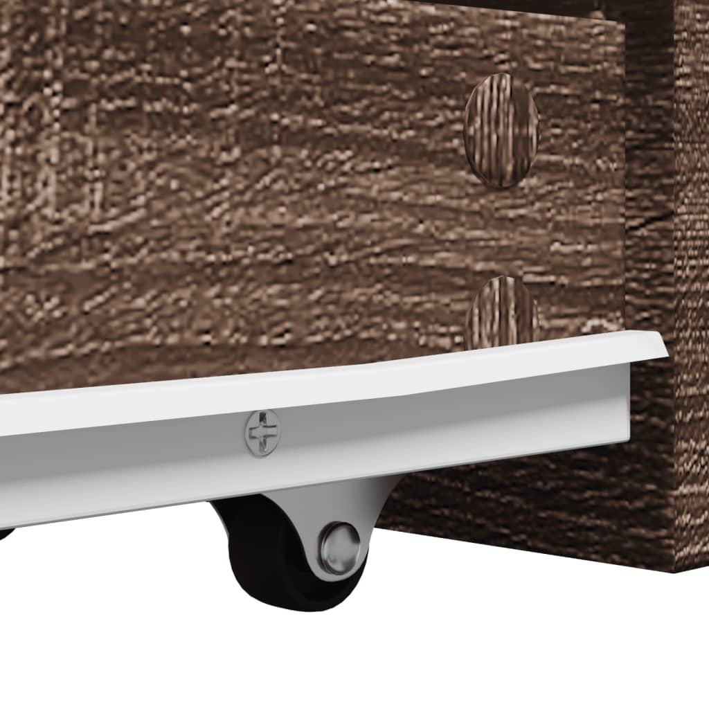 Smalt baderomsskap med hjul brun eik konstruert tre