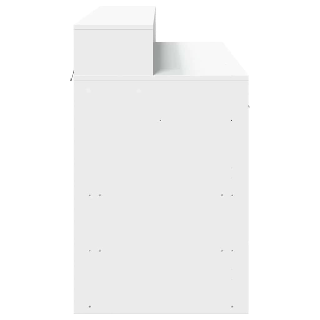 Skrivebord med LED-lys hvit 120x55x91 cm konstruert tre