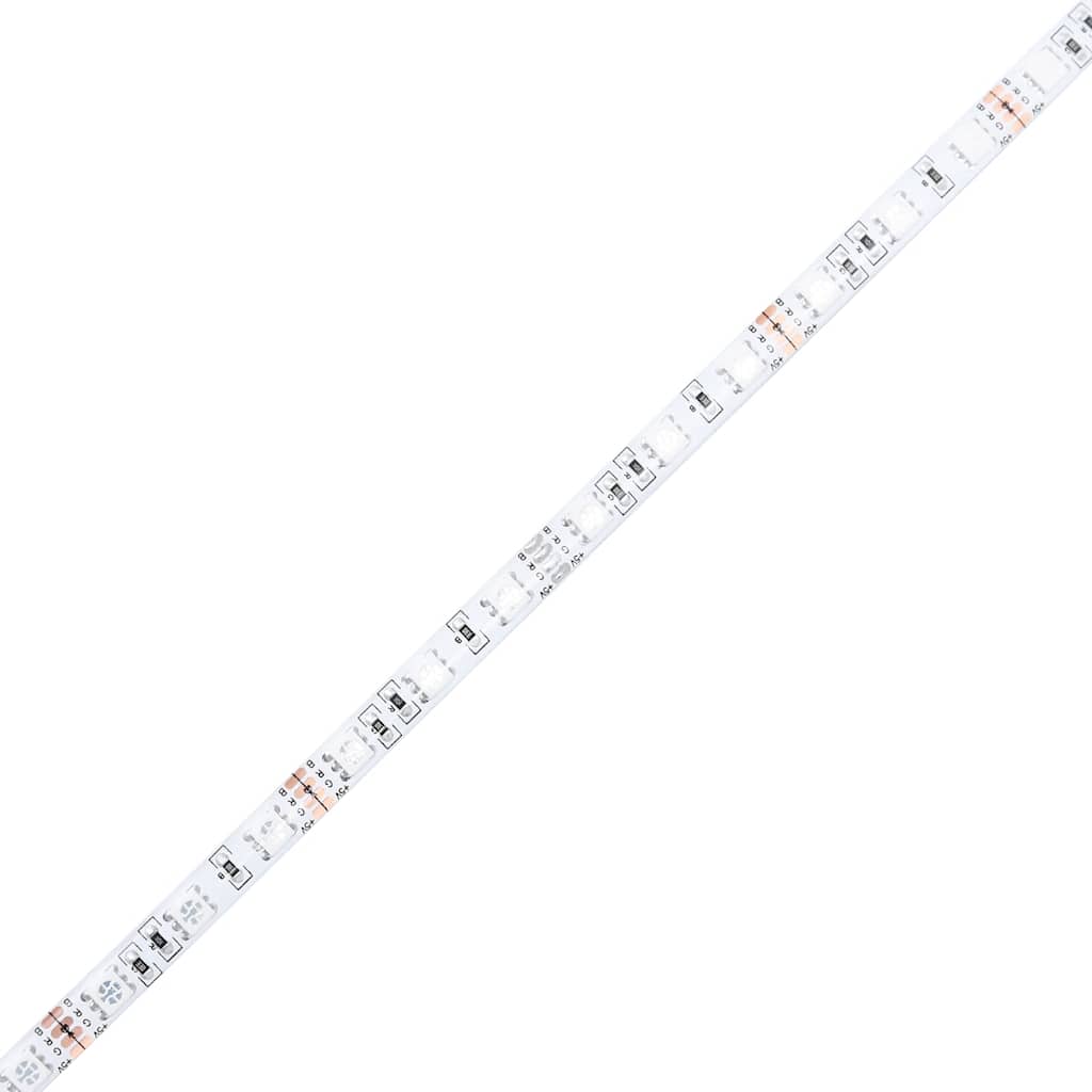 Skrivebord med LED-lys hvit 120x55x91 cm konstruert tre