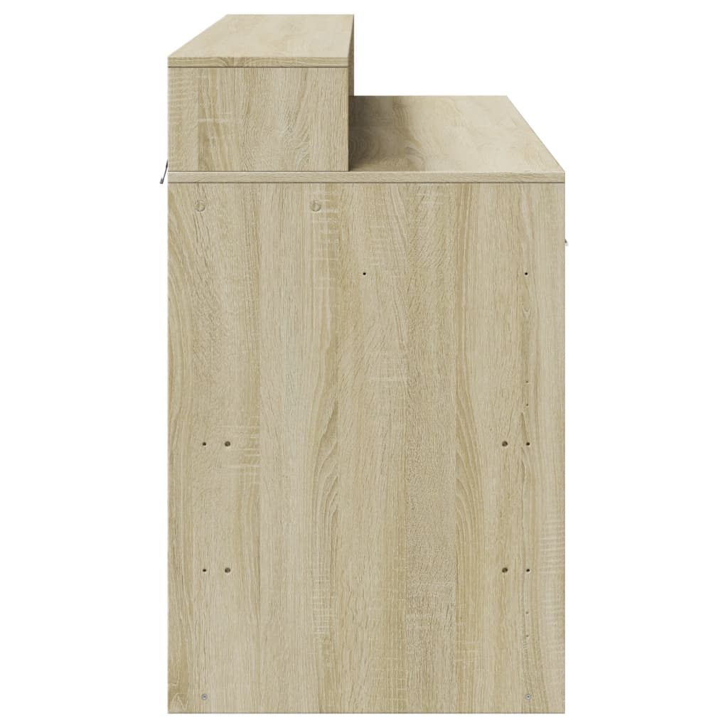 Skrivebord med LED-lys sonoma eik 120x55x91 cm konstruert tre