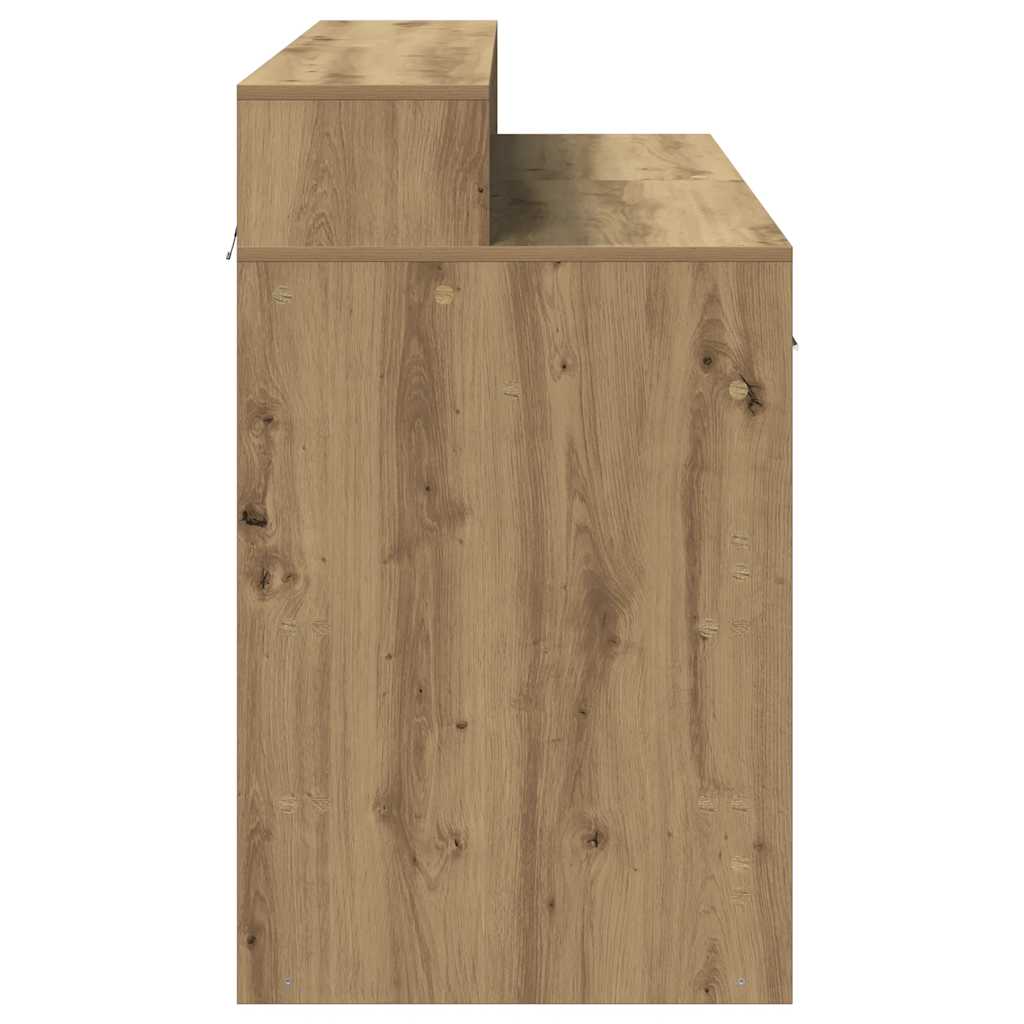 Skrivebord med LED-lys artisan eik 120x55x91 cm konstruert tre