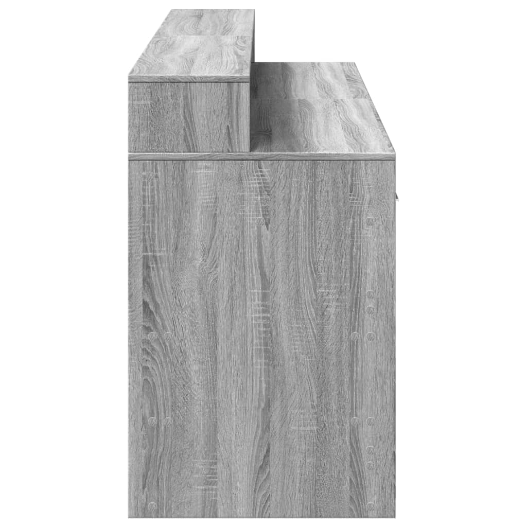 Skrivebord med LED-lys grå sonoma 160x55x91 cm konstruert tre