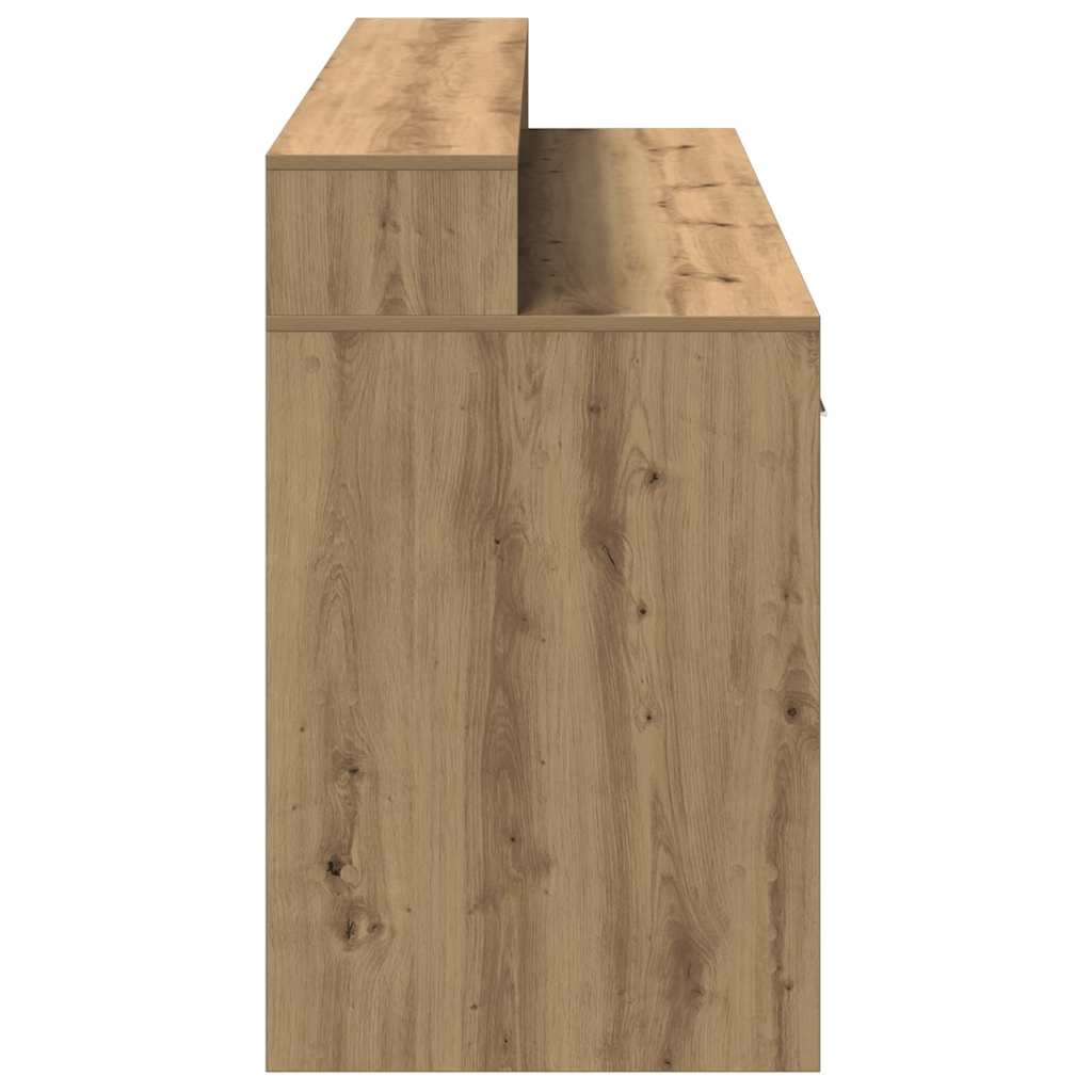 Skrivebord med LED-lys artisan eik 160x55x91 cm konstruert tre