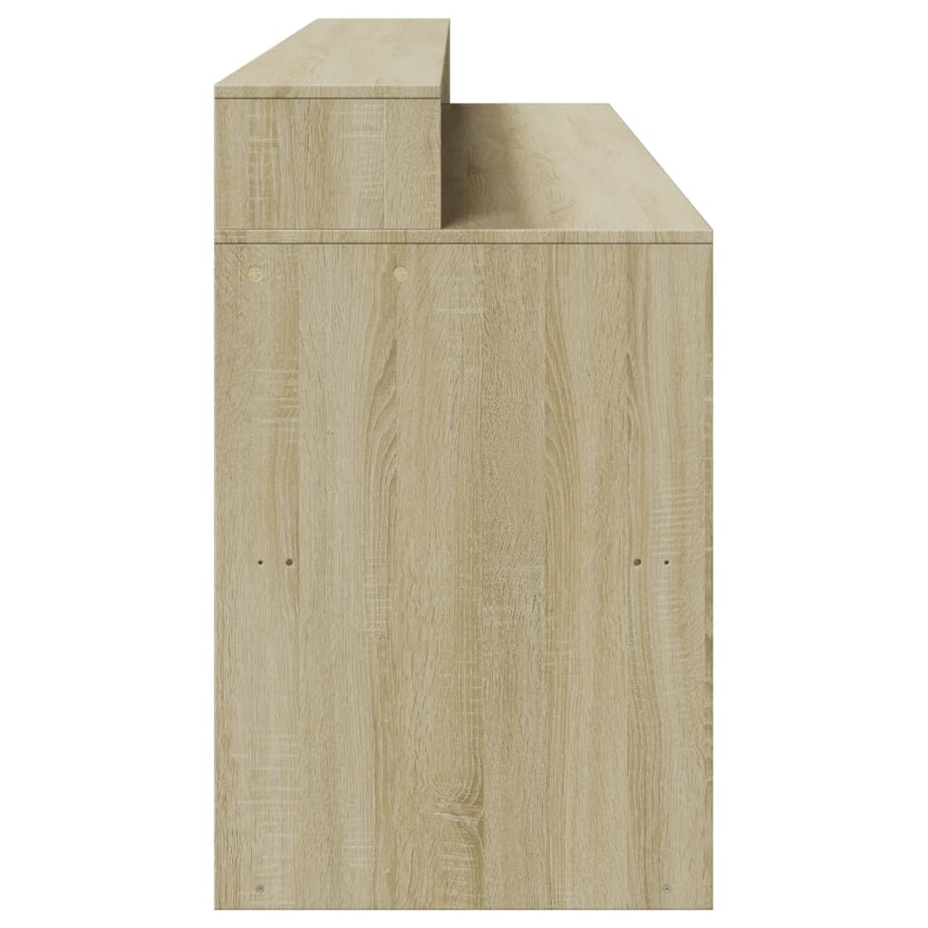 Skrivebord med LED-lys sonoma eik 200x55x91 cm konstruert tre
