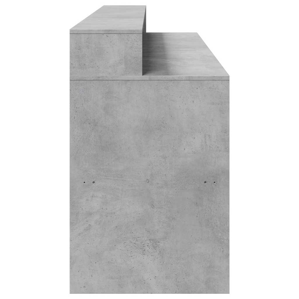 Skrivebord med LED-lys betonggrå 200x55x91 cm konstruert tre