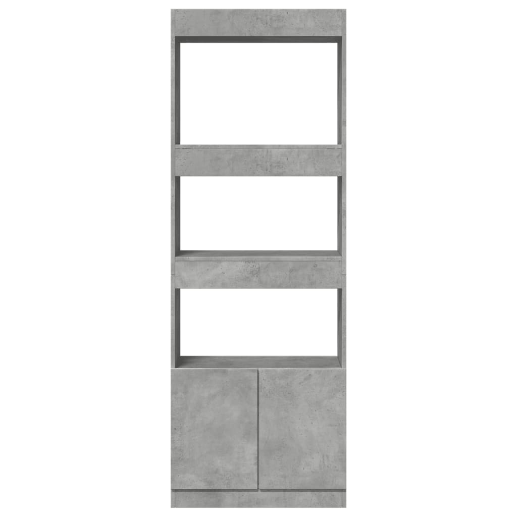 Highboard betonggrå 63x33x180 cm konstruert tre