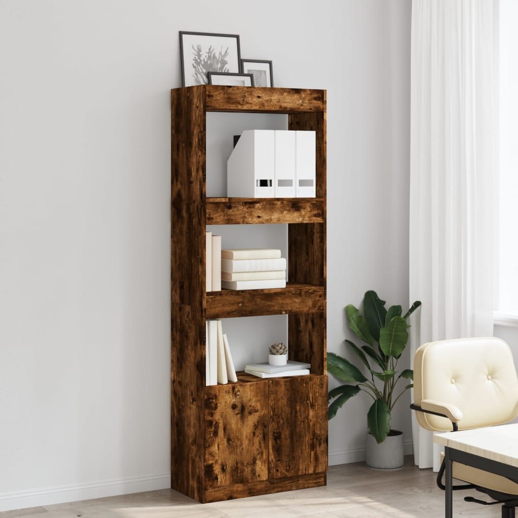 Highboard røkt eik 63x33x180 cm konstruert tre