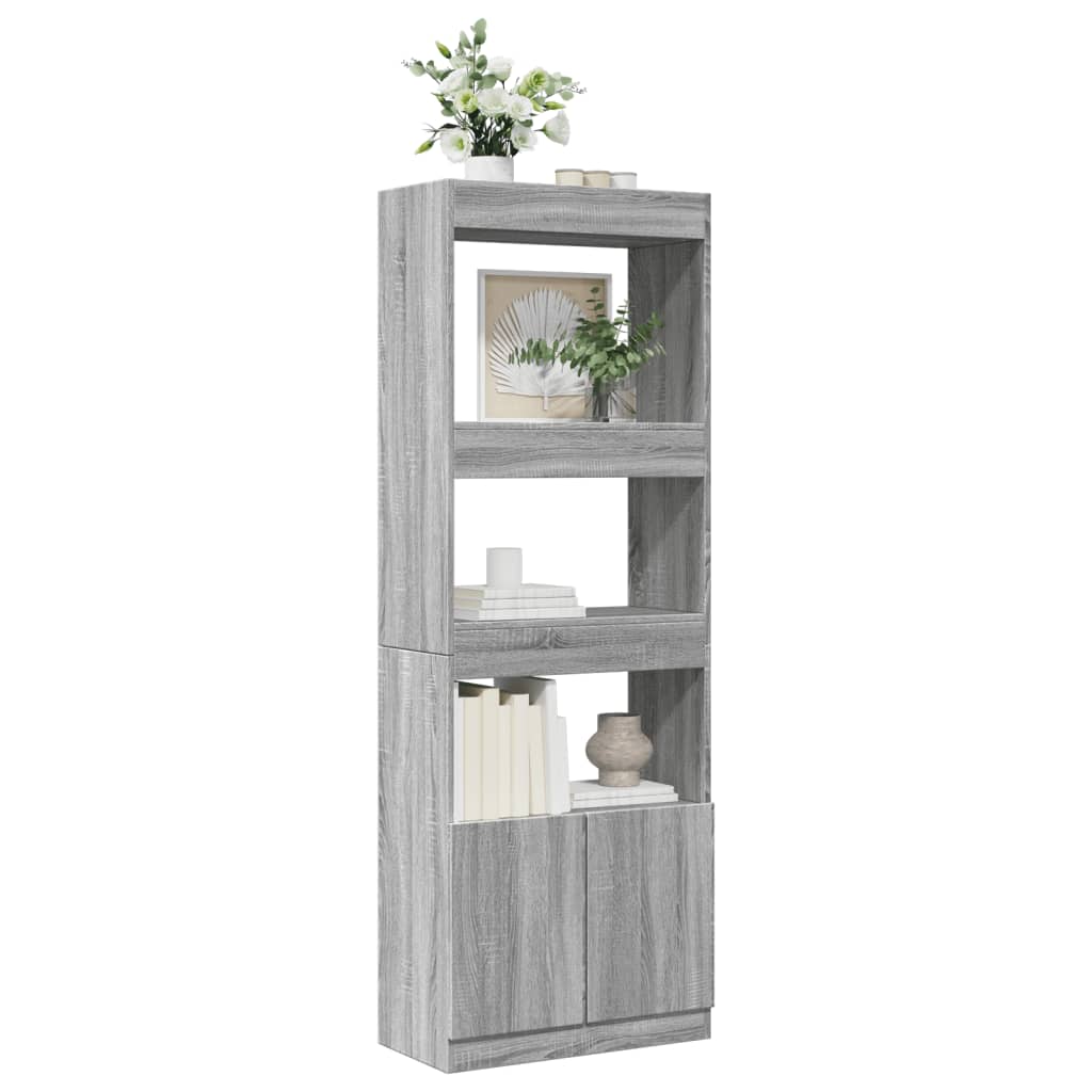 Highboard grå sonoma 63x33x180 cm konstruert tre