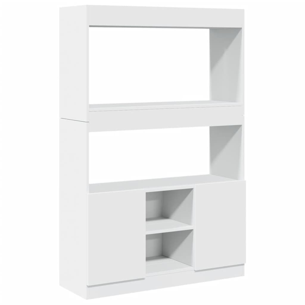 Highboard hvit 92x33x140 cm konstruert tre